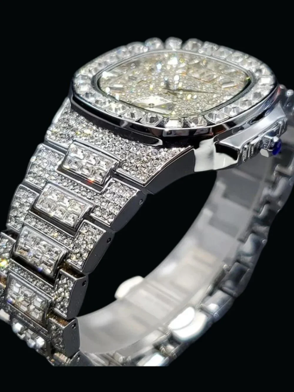 Luxury Date Special Minute Hand Iced Out Diamond Watch, Hip Hop Watch For Men